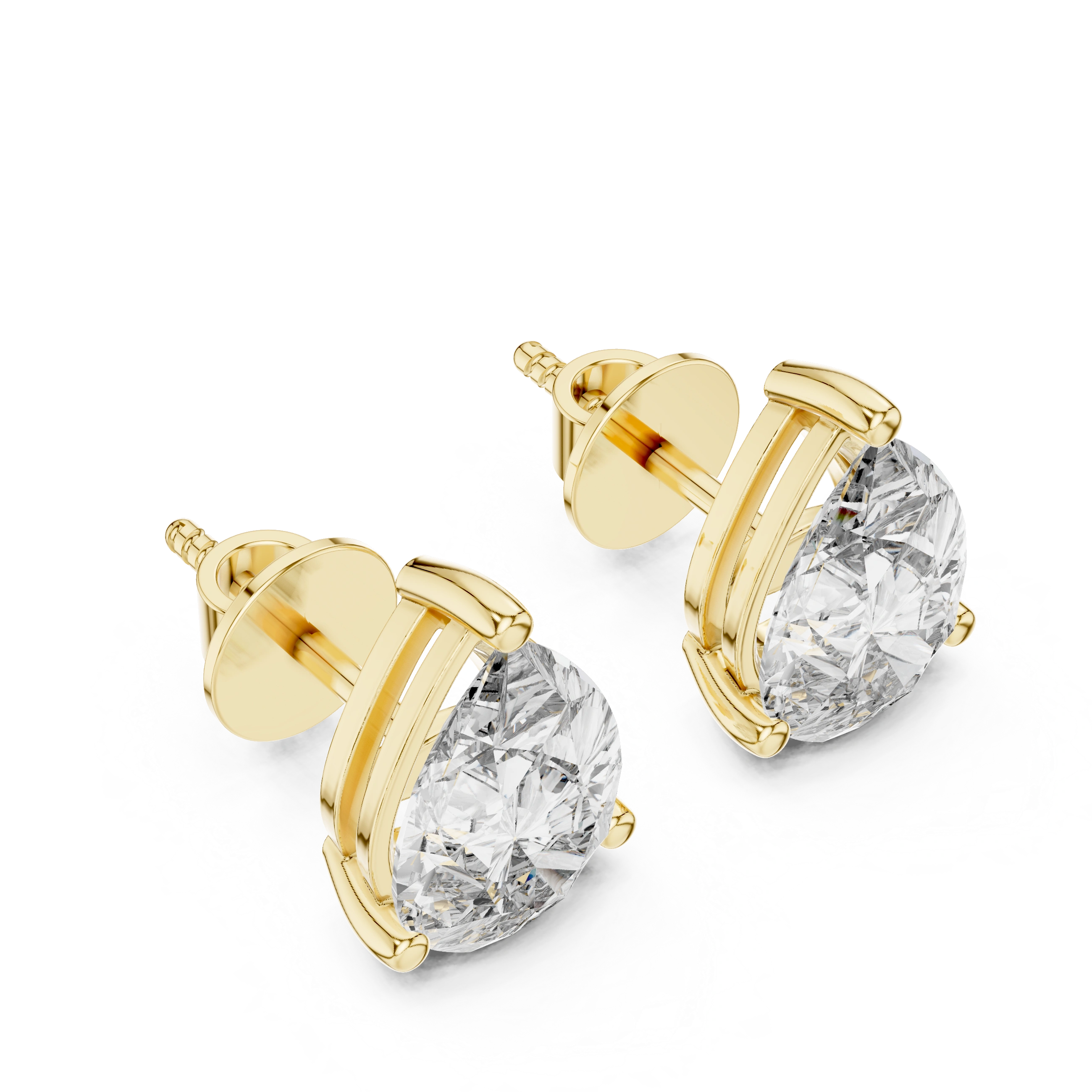 Gold 3 5Ct Pear Lab Grown Diamond Stud Earrings