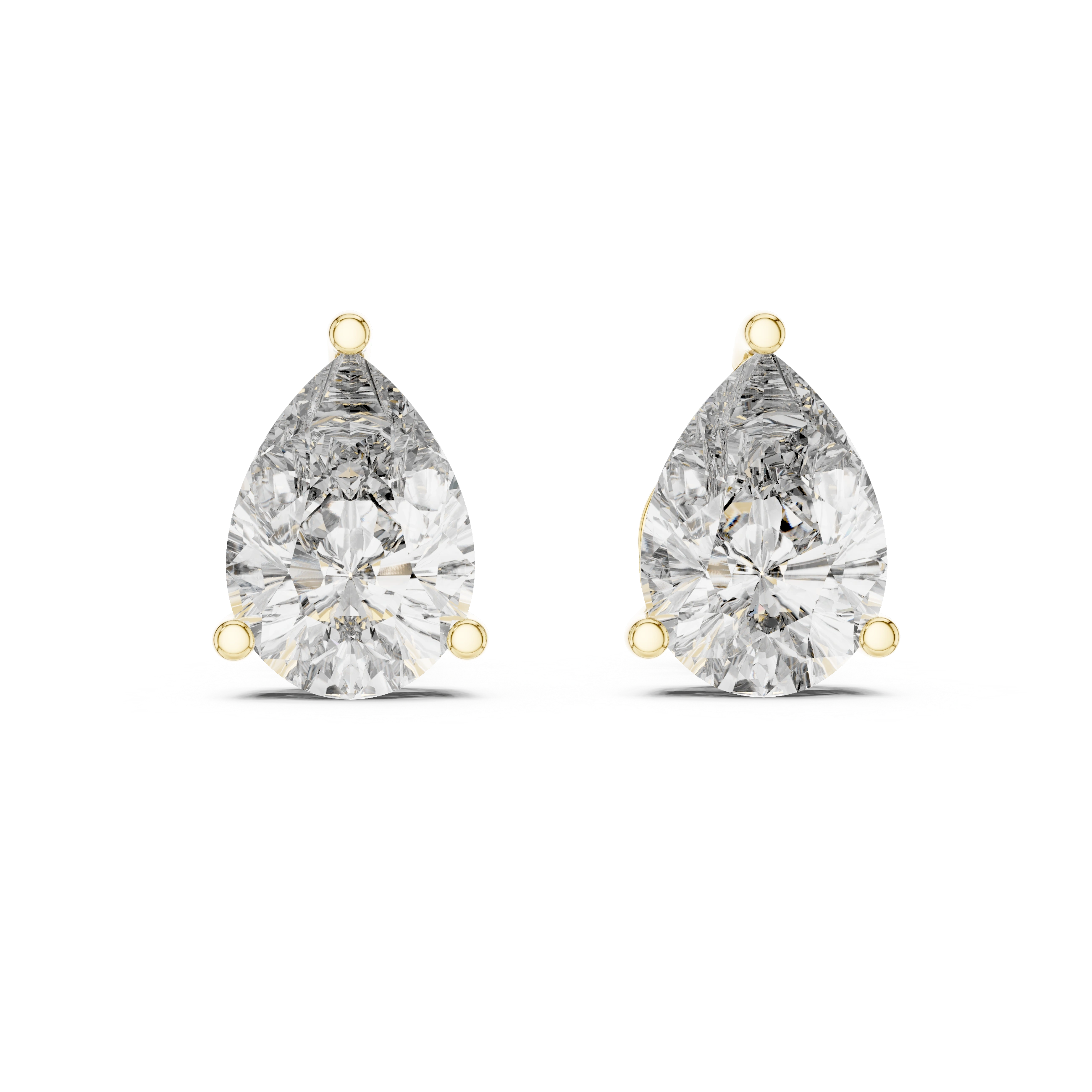 Gold 3 5Ct Pear Lab Grown Diamond Stud Earrings