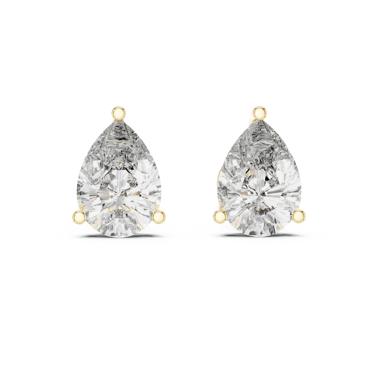 Gold 3 5Ct Pear Lab Grown Diamond Stud Earrings