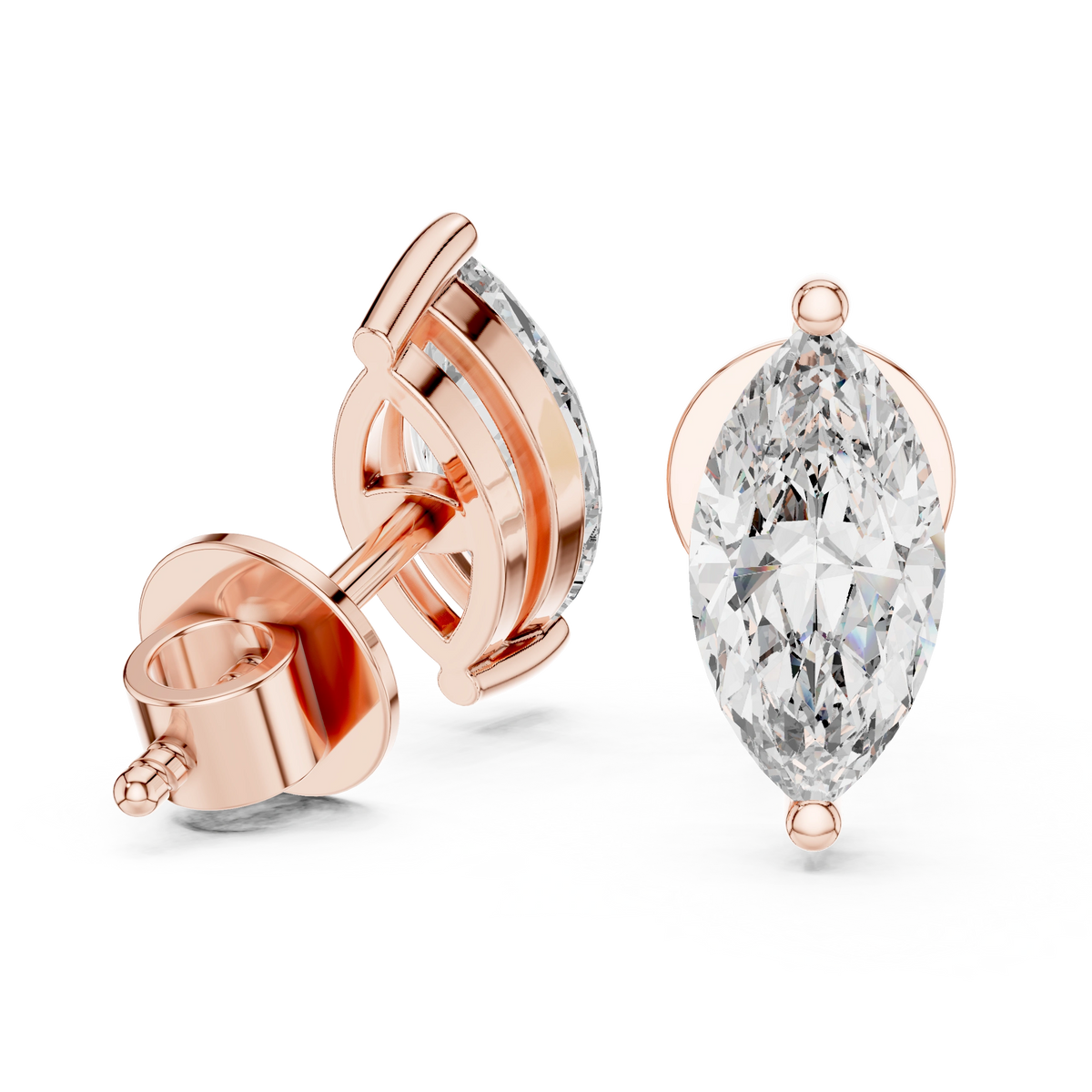 Gold 1 5Ct Marquise Lab Grown Diamond Stud Earrings