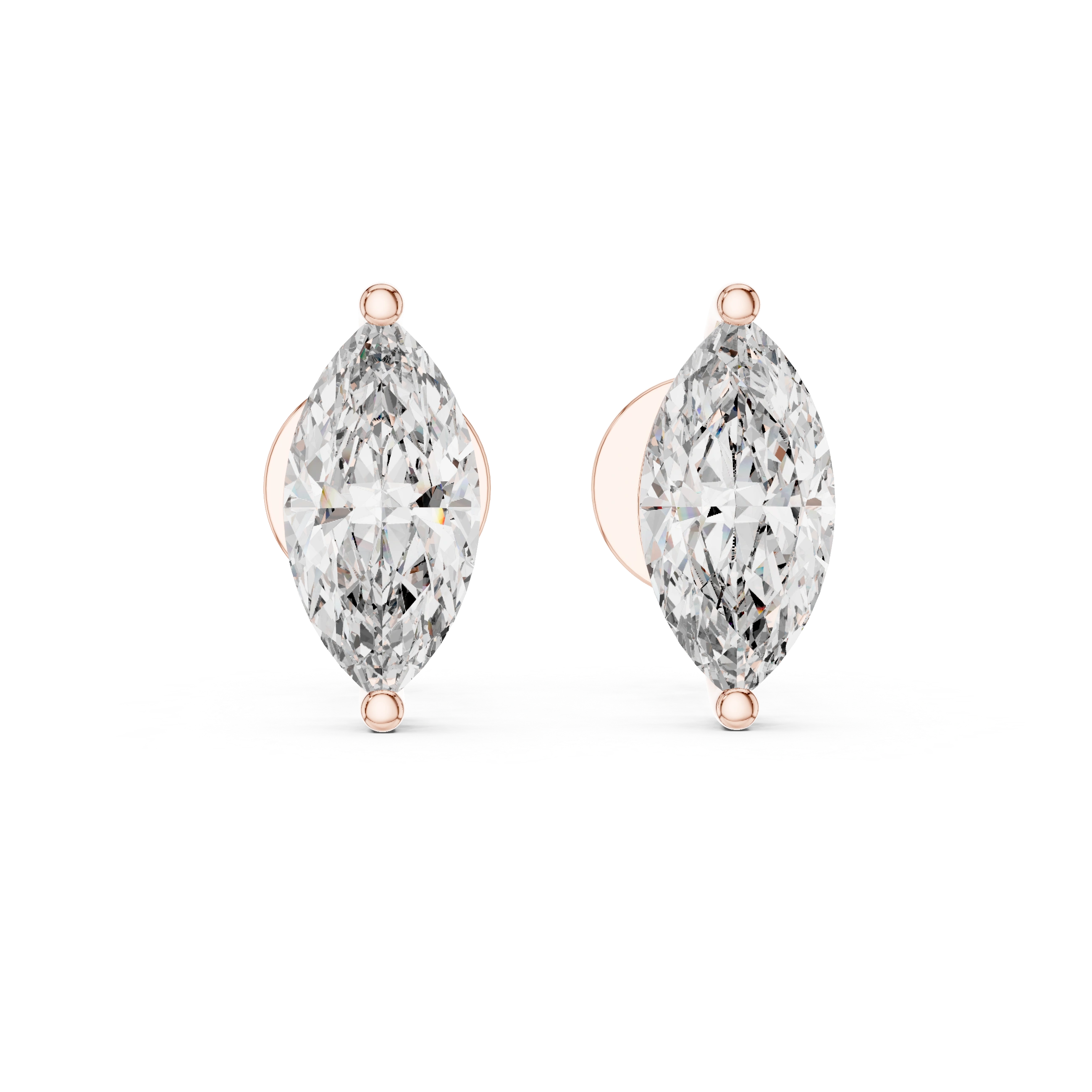 Gold 1 5Ct Marquise Lab Grown Diamond Stud Earrings
