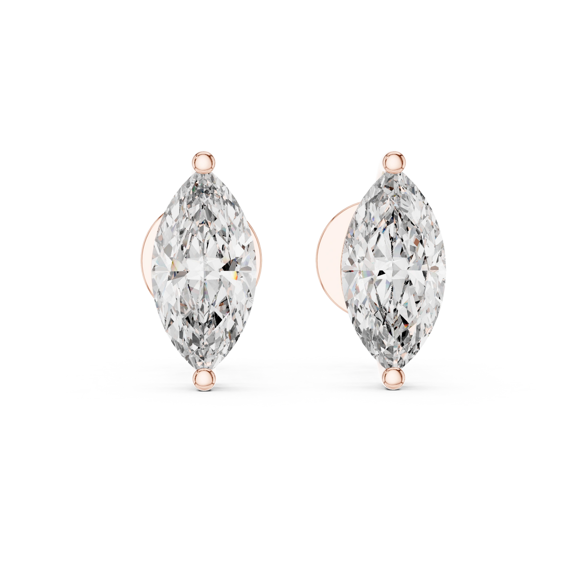 Gold 1 5Ct Marquise Lab Grown Diamond Stud Earrings