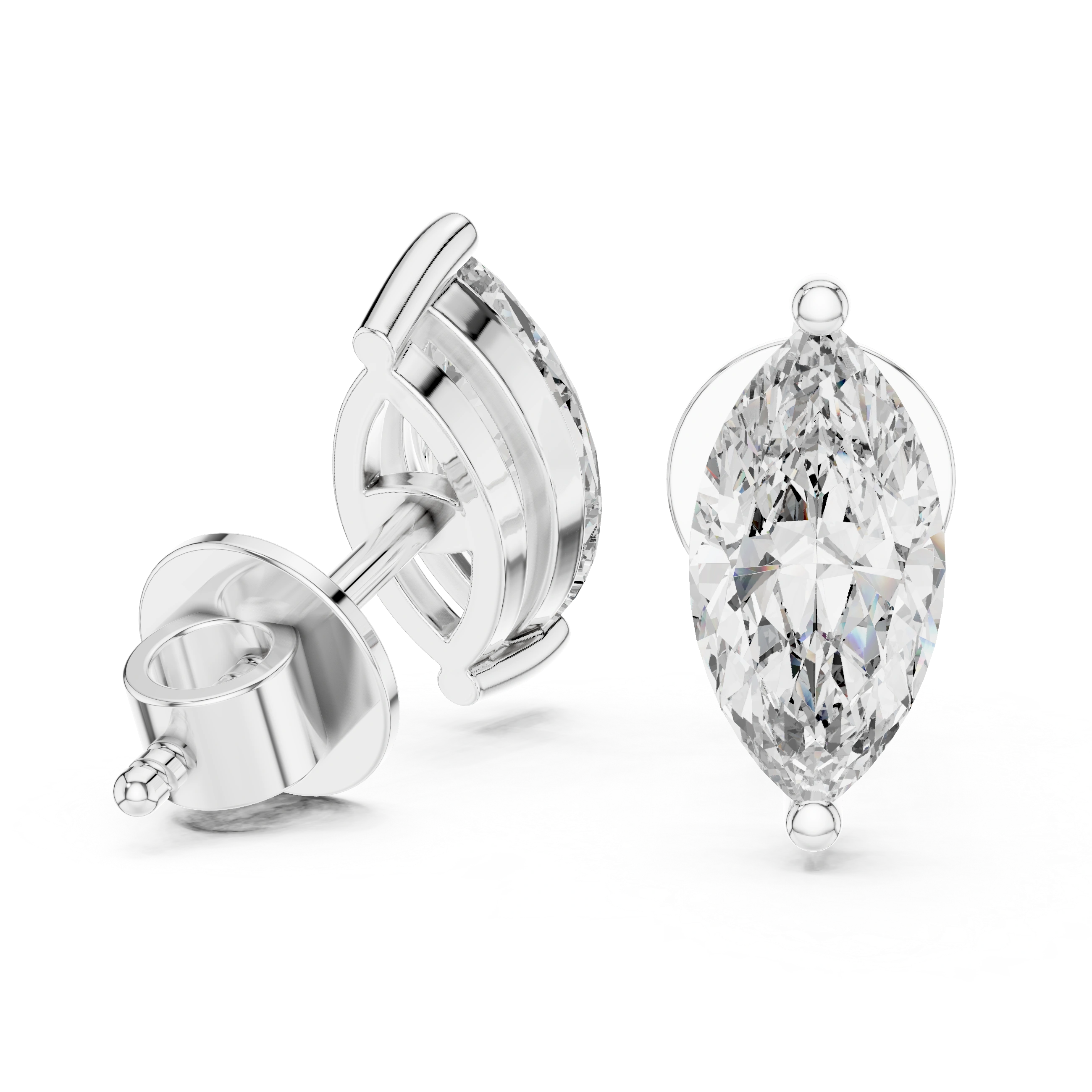 Gold 1 5Ct Marquise Lab Grown Diamond Stud Earrings