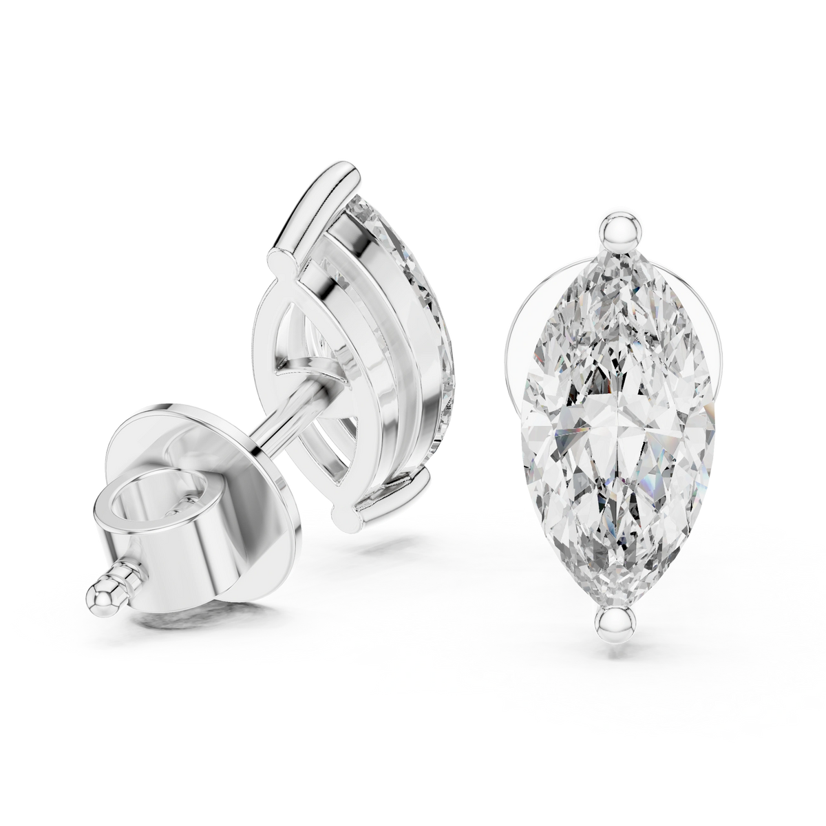 Gold 1 5Ct Marquise Lab Grown Diamond Stud Earrings