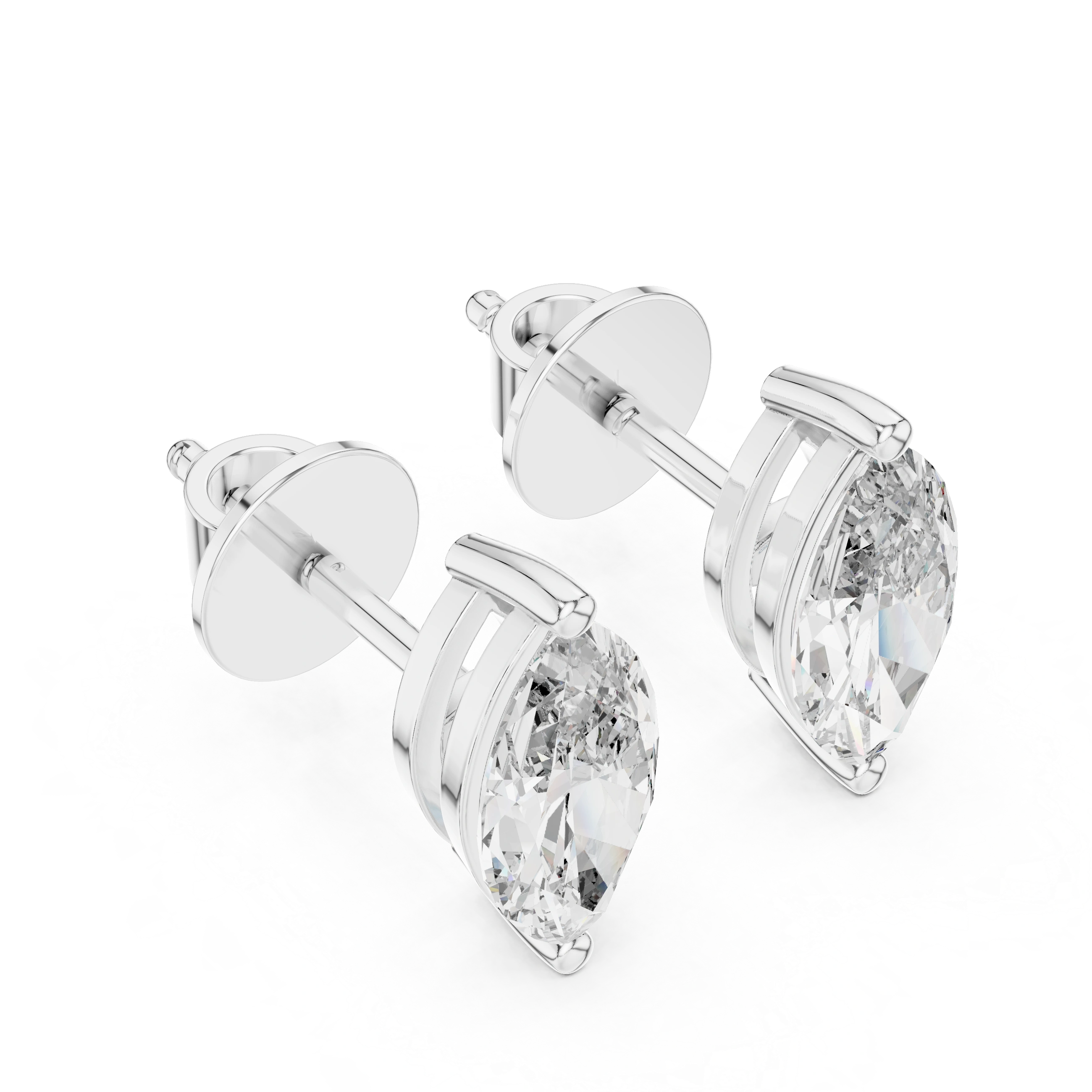 Gold 1 5Ct Marquise Lab Grown Diamond Stud Earrings