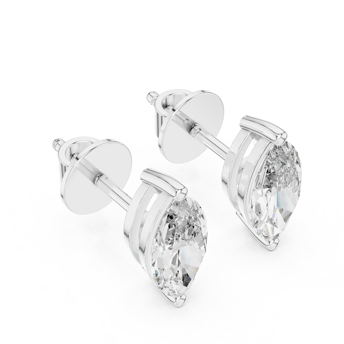 Gold 1 5Ct Marquise Lab Grown Diamond Stud Earrings