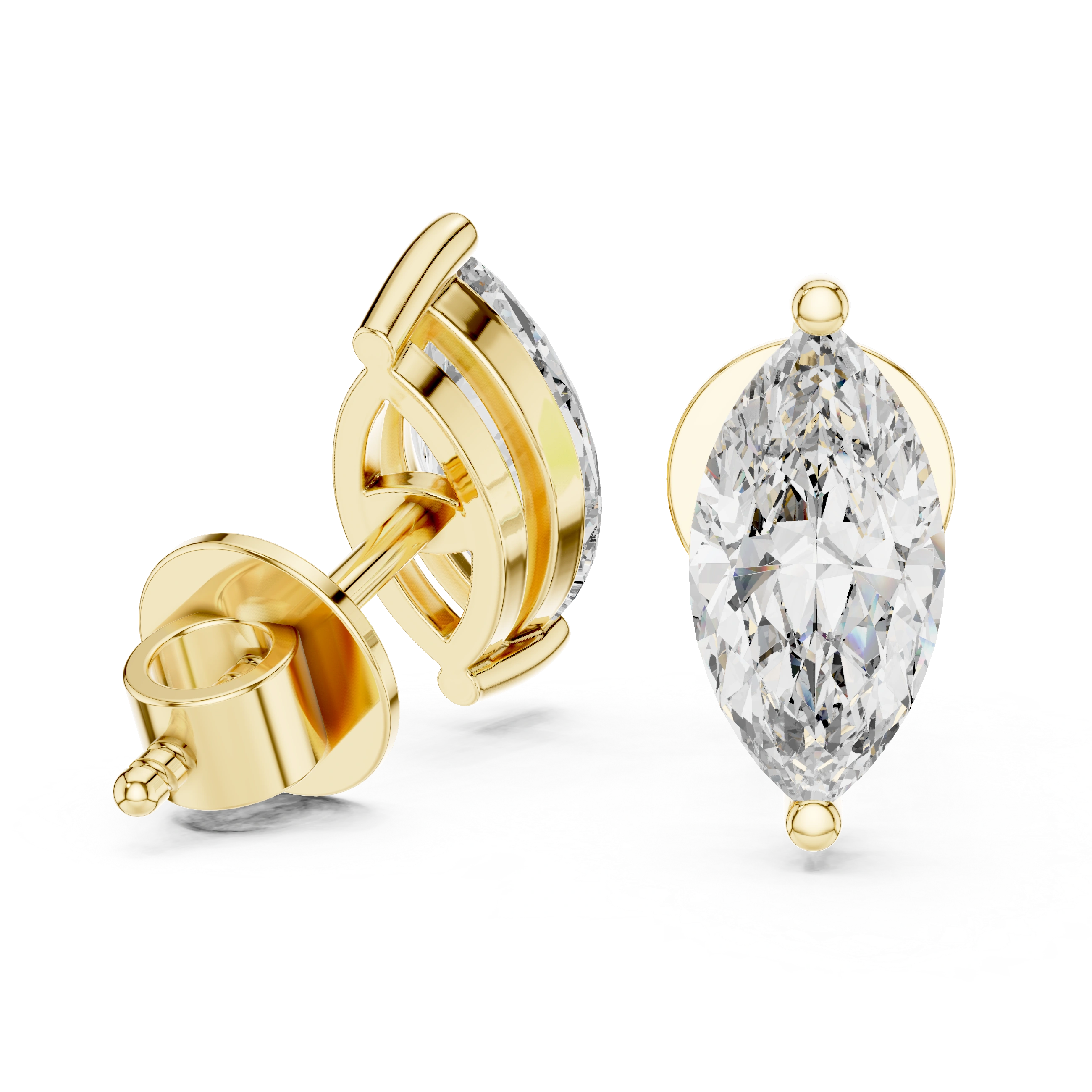 Gold 1 5Ct Marquise Lab Grown Diamond Stud Earrings