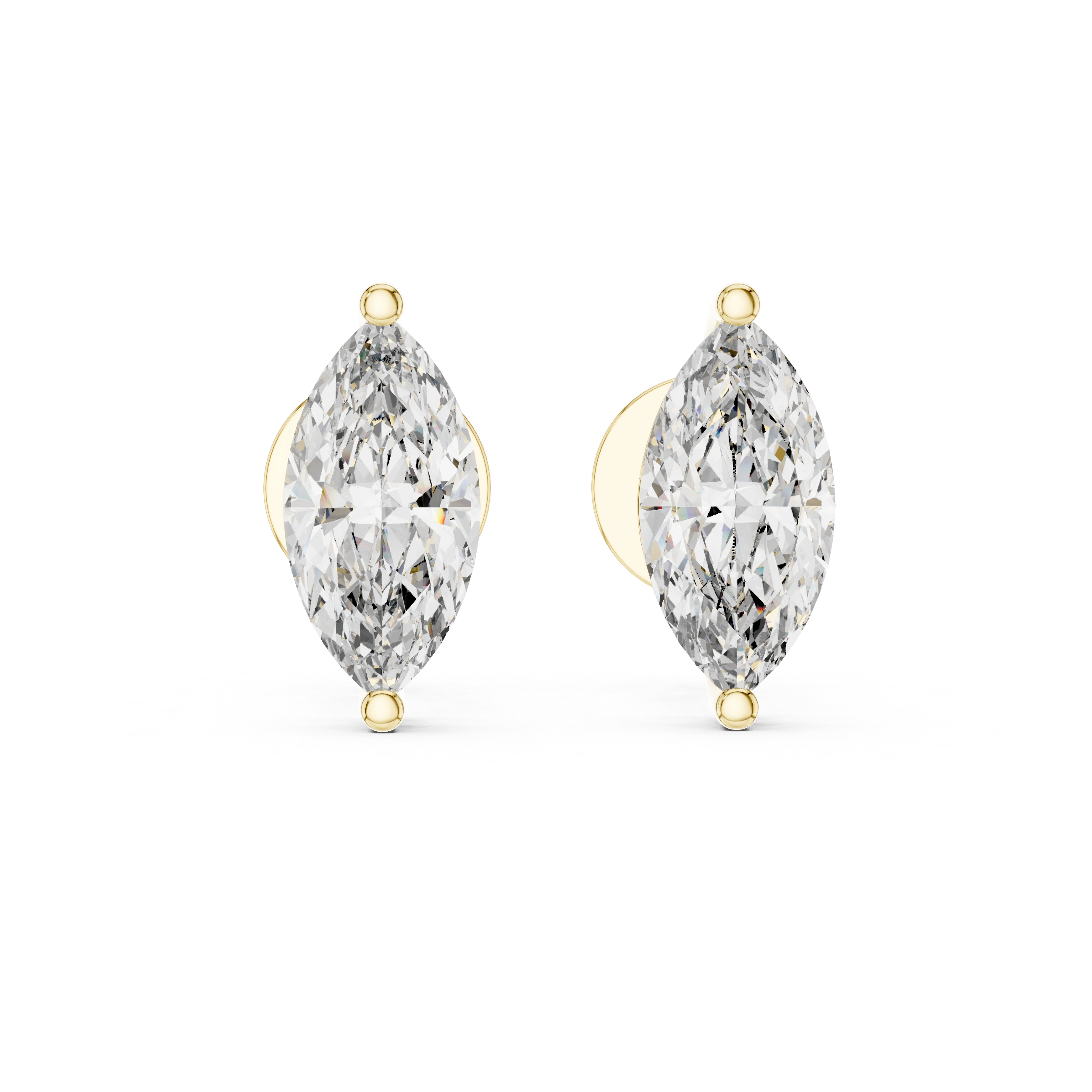 Gold 1 5Ct Marquise Lab Grown Diamond Stud Earrings