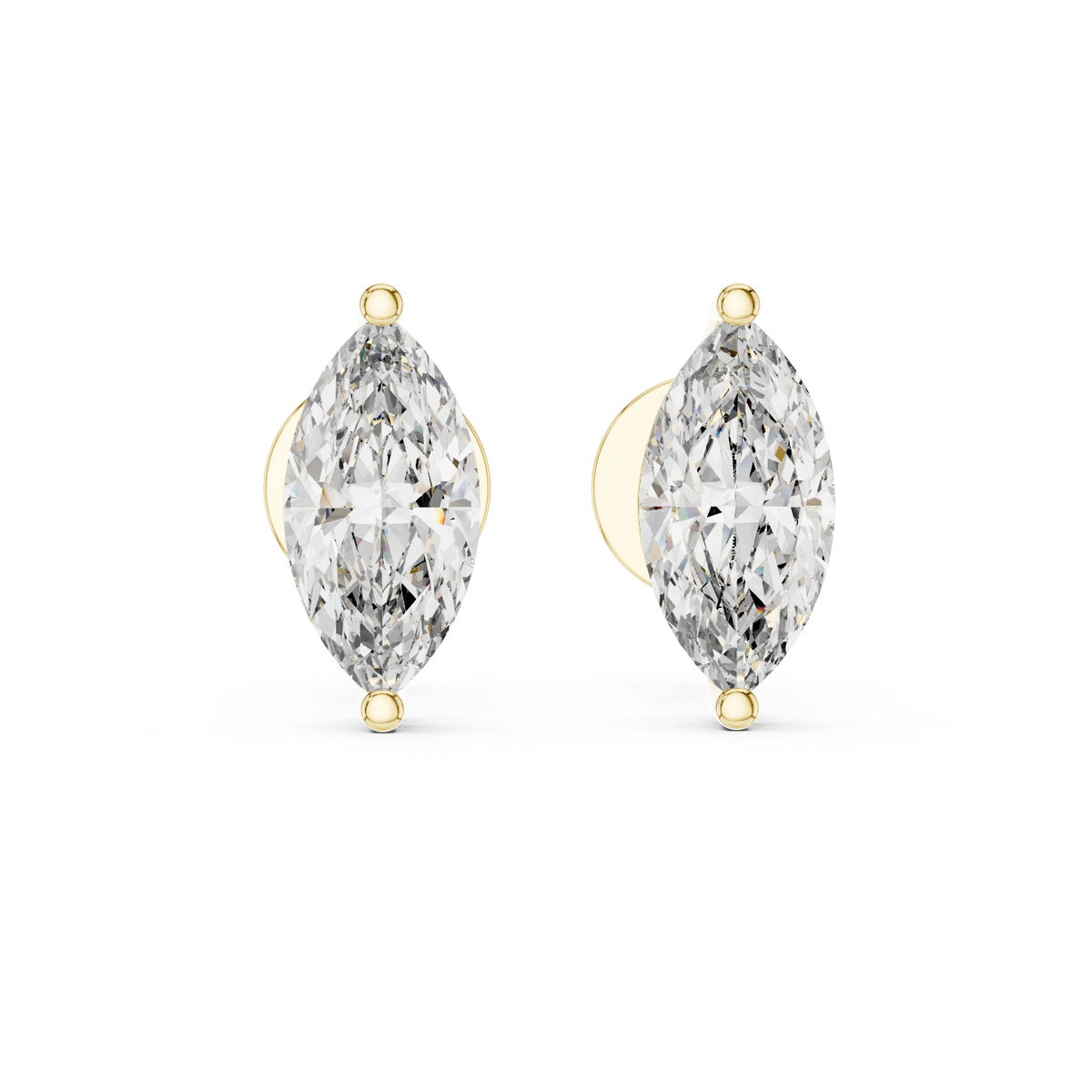 Gold 1 5Ct Marquise Lab Grown Diamond Stud Earrings