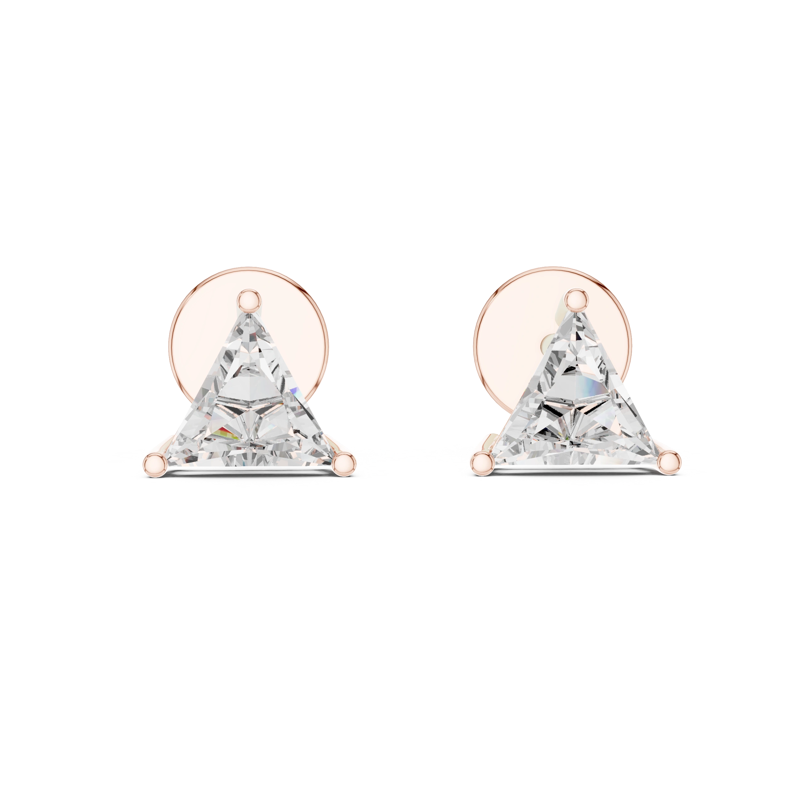 Gold 1 3Ct Triangle Lab Grown Diamond Stud Earrings
