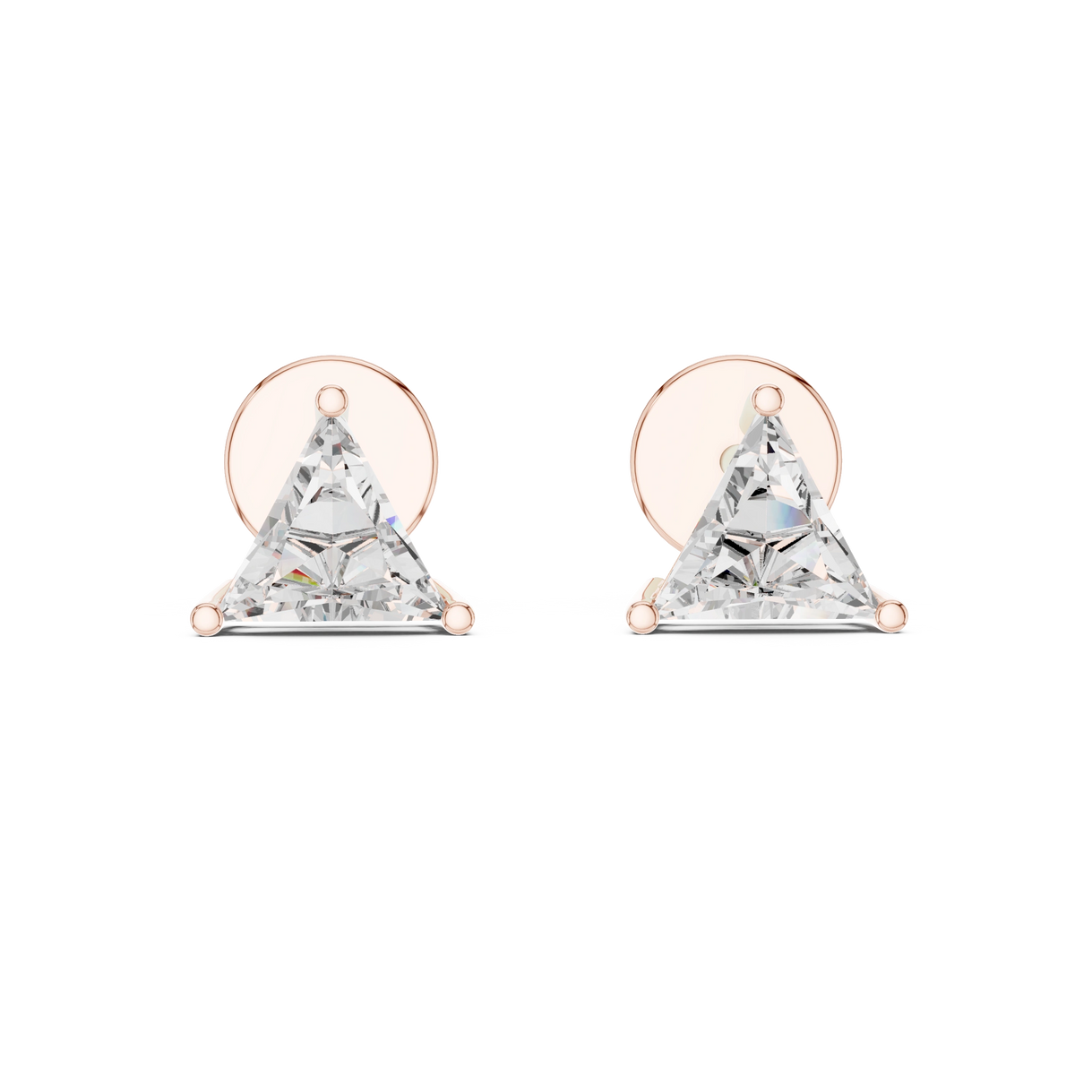 Gold 1 3Ct Triangle Lab Grown Diamond Stud Earrings