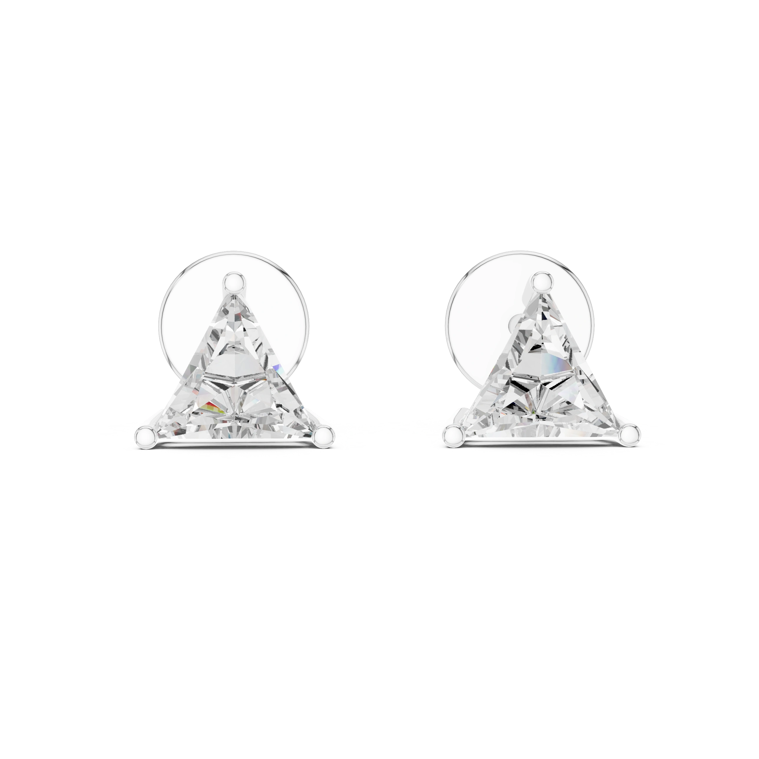 Gold 1 3Ct Triangle Lab Grown Diamond Stud Earrings