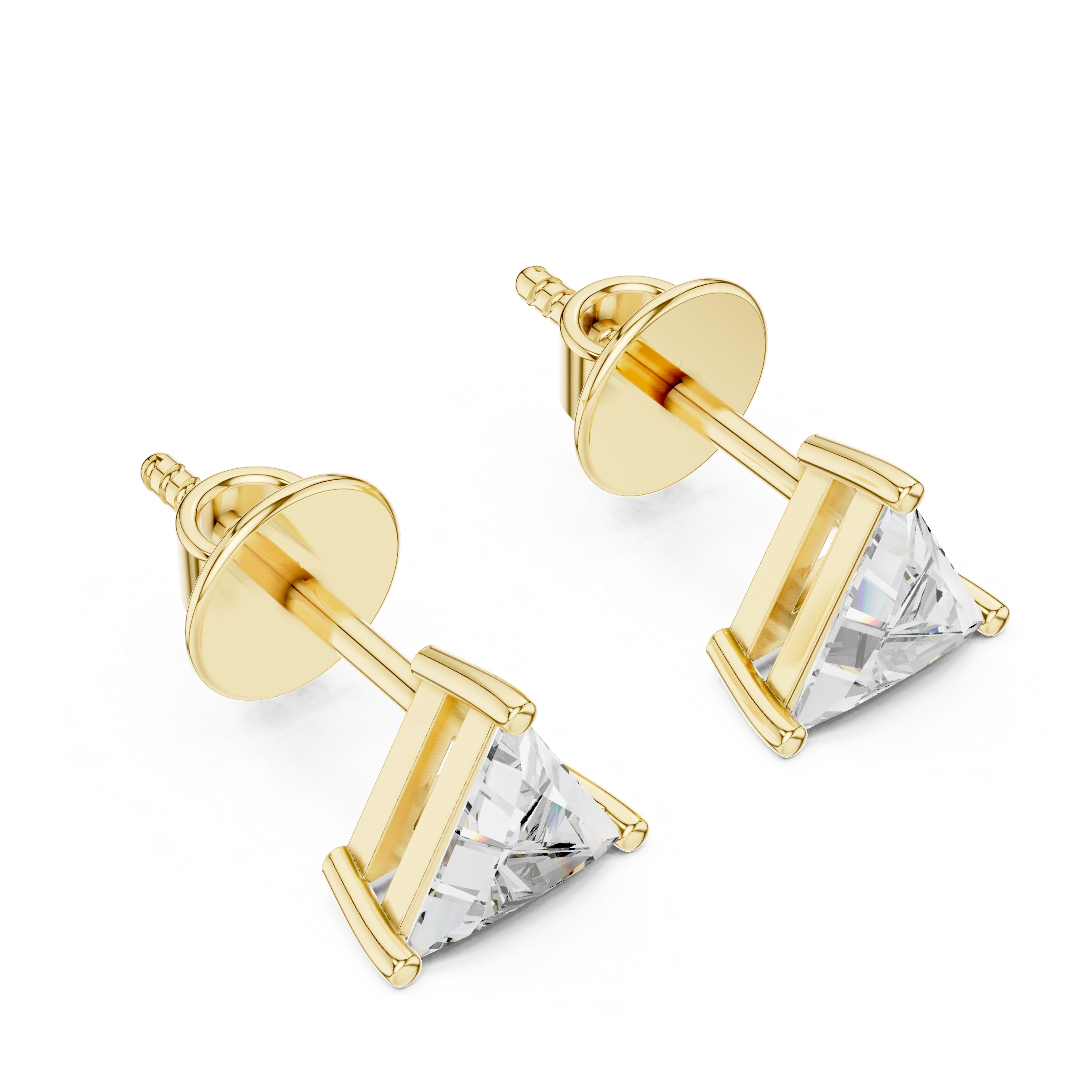 Gold 1 3Ct Triangle Lab Grown Diamond Stud Earrings