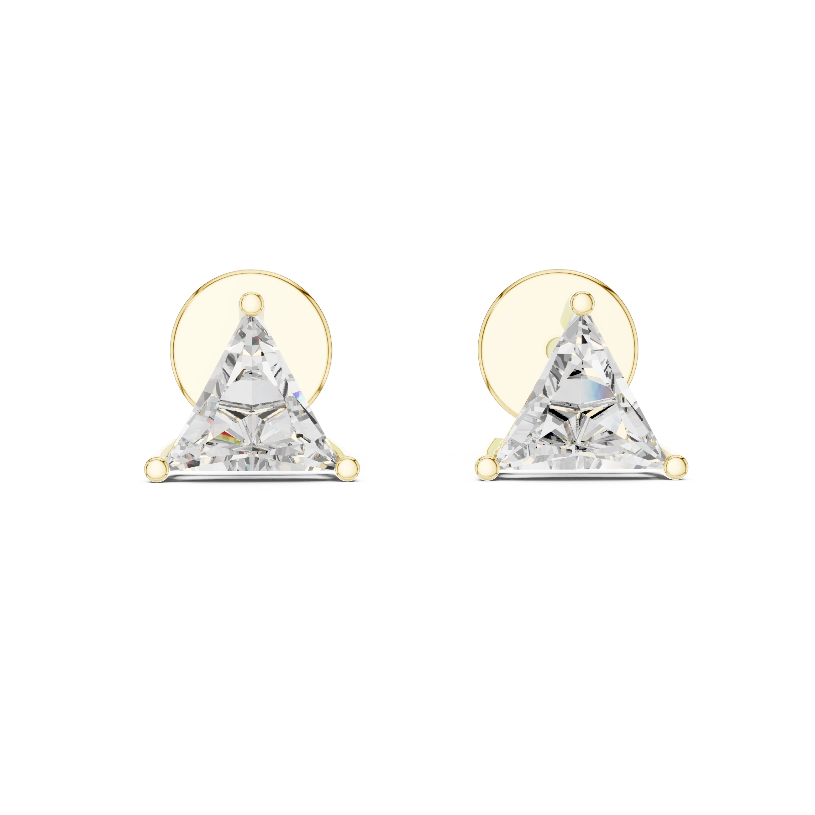 Gold 1 3Ct Triangle Lab Grown Diamond Stud Earrings