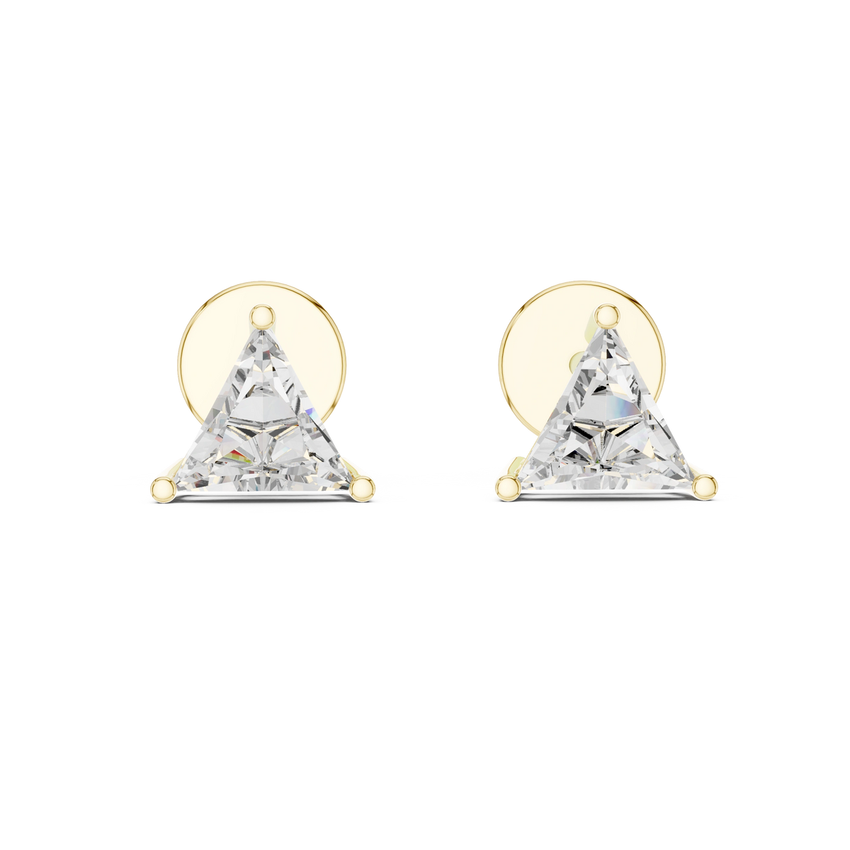 Gold 1 3Ct Triangle Lab Grown Diamond Stud Earrings