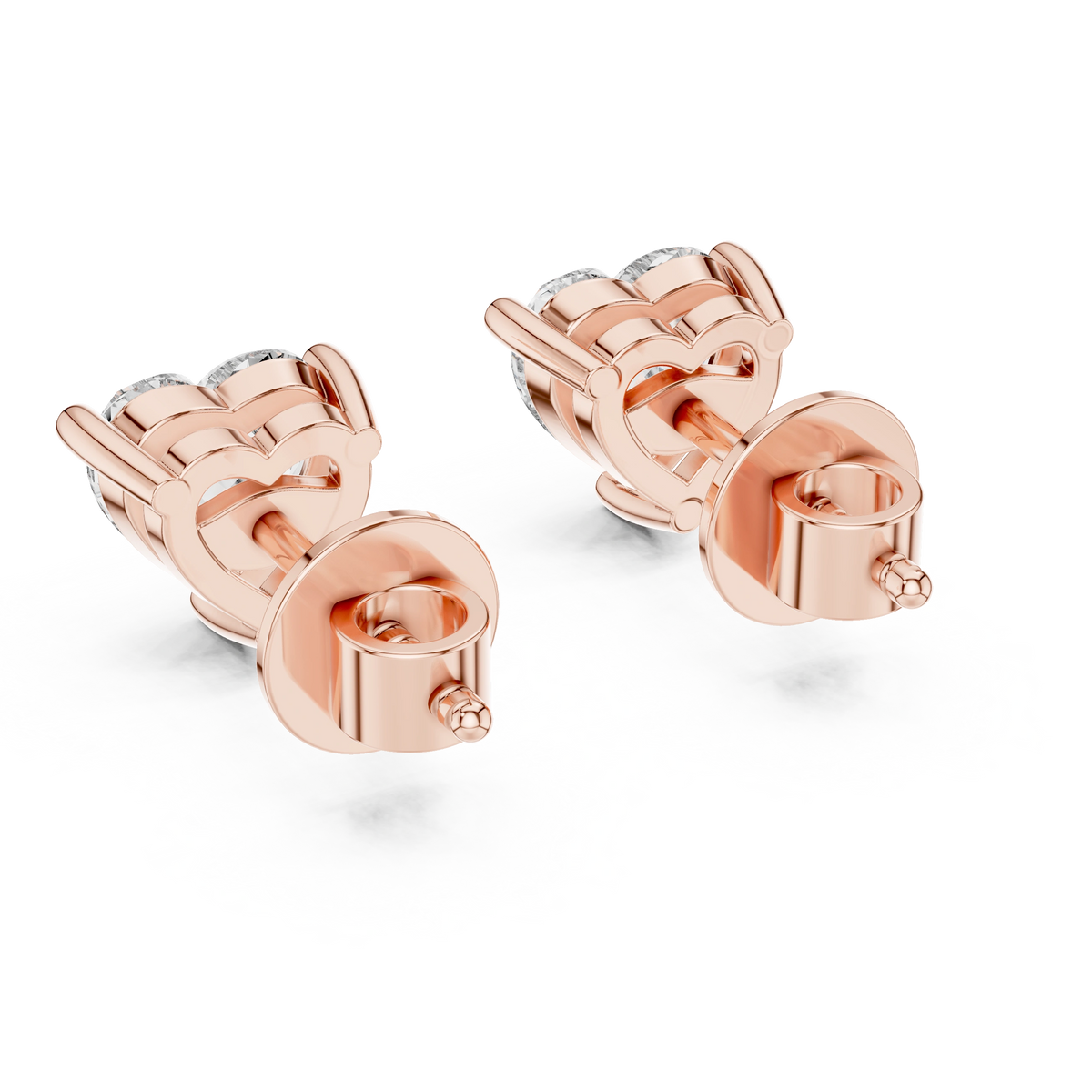 Gold 1 5Ct Heart Lab Grown Diamond Stud Earrings