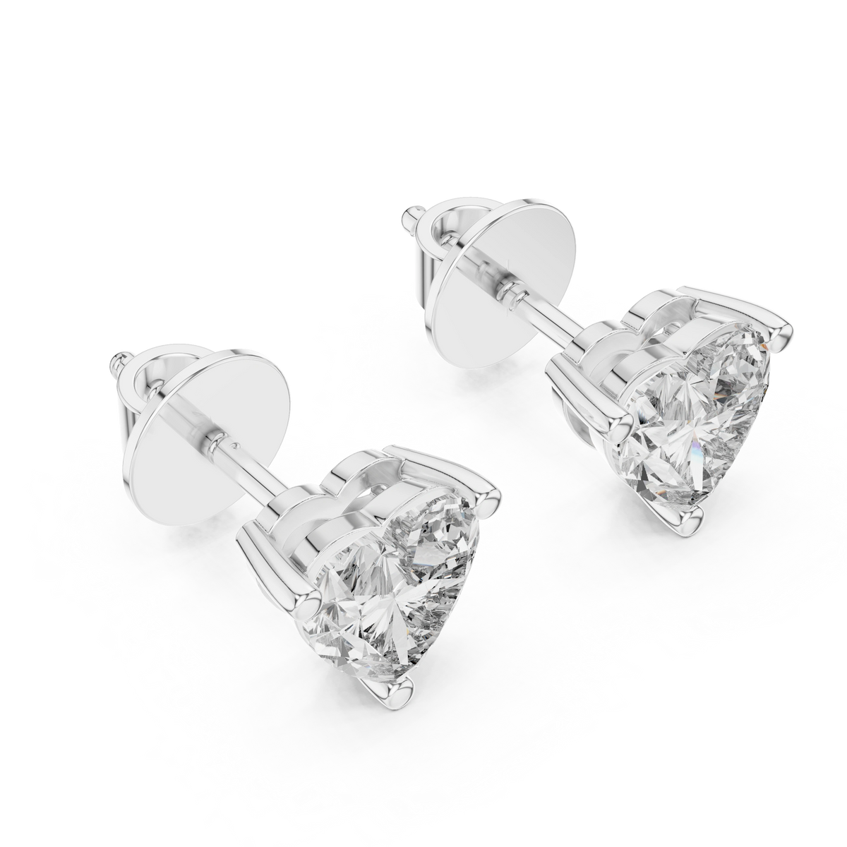 Gold 1 5Ct Heart Lab Grown Diamond Stud Earrings