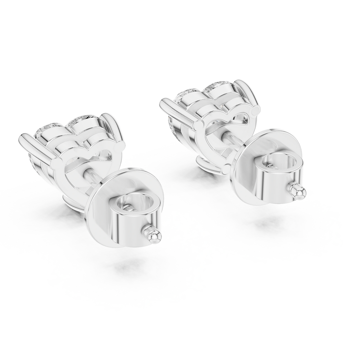 Gold 1 5Ct Heart Lab Grown Diamond Stud Earrings