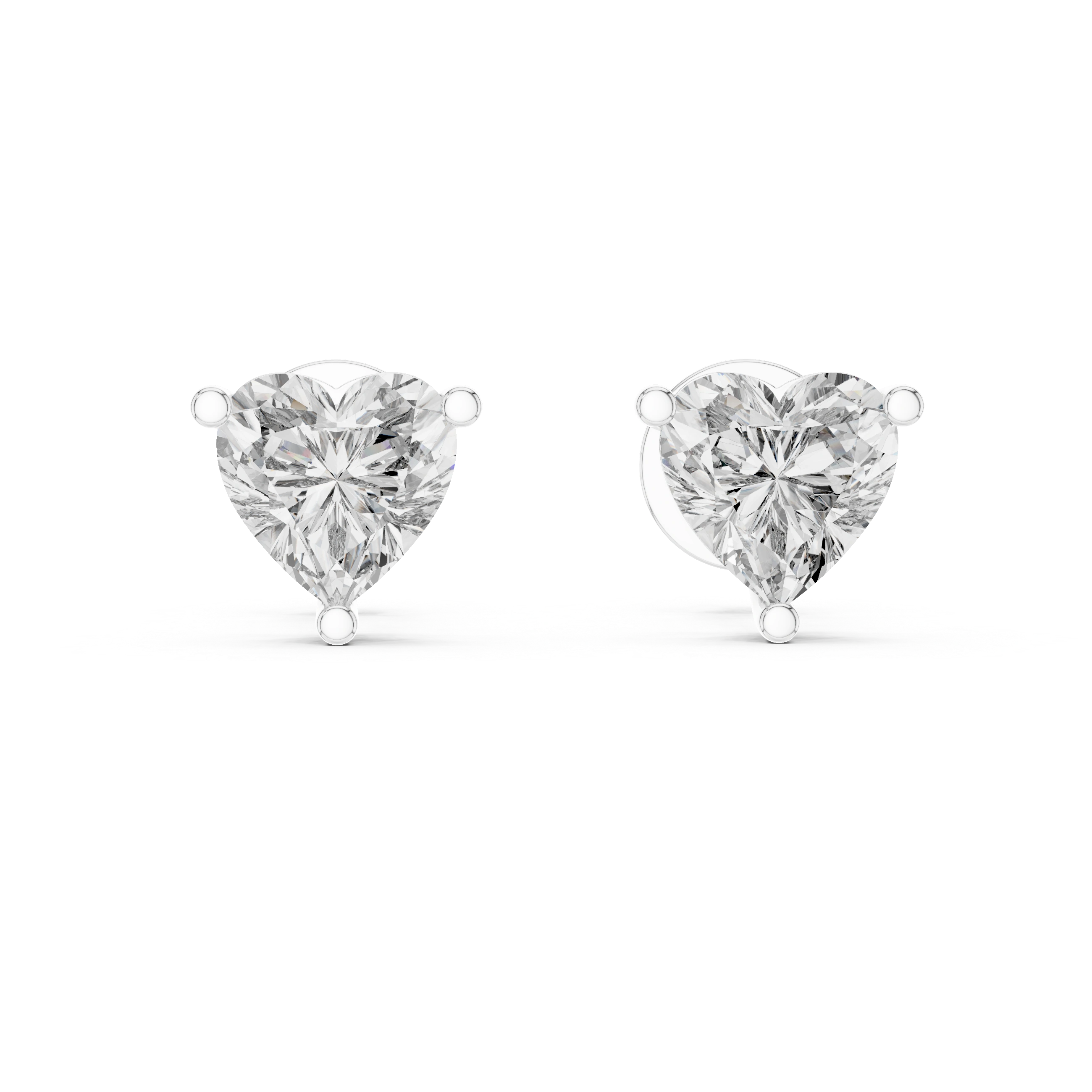 Gold 1 5Ct Heart Lab Grown Diamond Stud Earrings