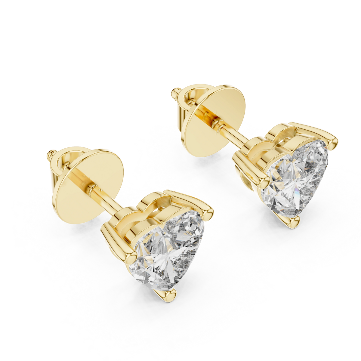 Gold 1 5Ct Heart Lab Grown Diamond Stud Earrings