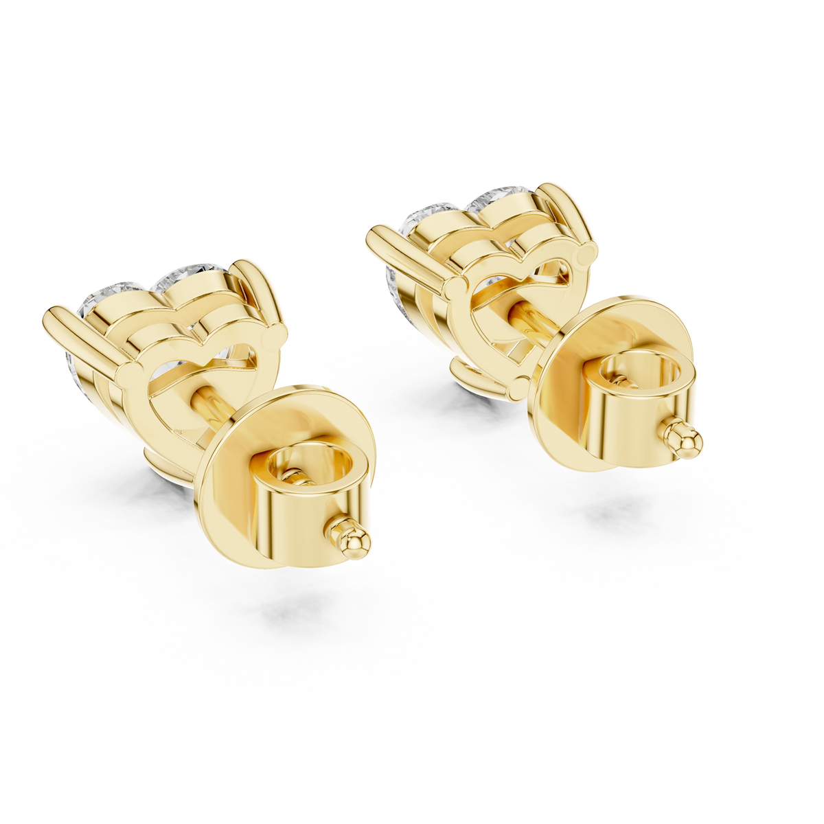 Gold 1 5Ct Heart Lab Grown Diamond Stud Earrings