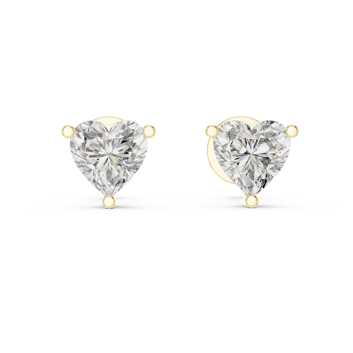 Gold 1 5Ct Heart Lab Grown Diamond Stud Earrings