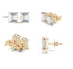 Gold 2 5Ct Emerald Lab Grown Diamond Stud Earrings