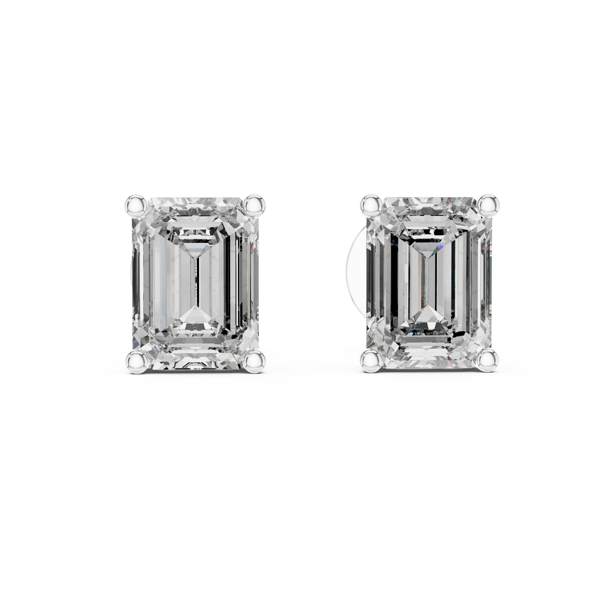 Gold 2 5Ct Emerald Lab Grown Diamond Stud Earrings