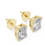Gold 2 5Ct Emerald Lab Grown Diamond Stud Earrings