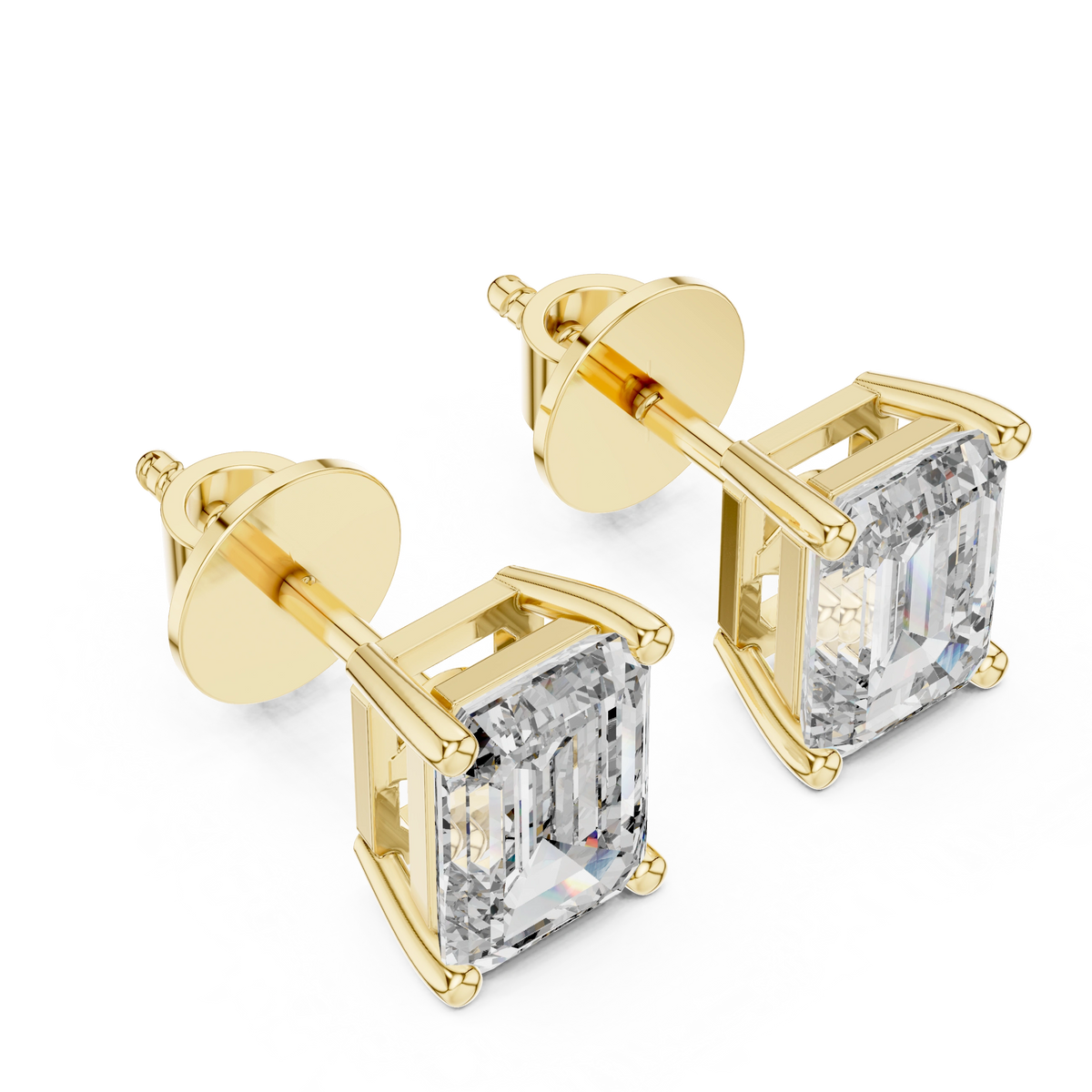 Gold 2 5Ct Emerald Lab Grown Diamond Stud Earrings