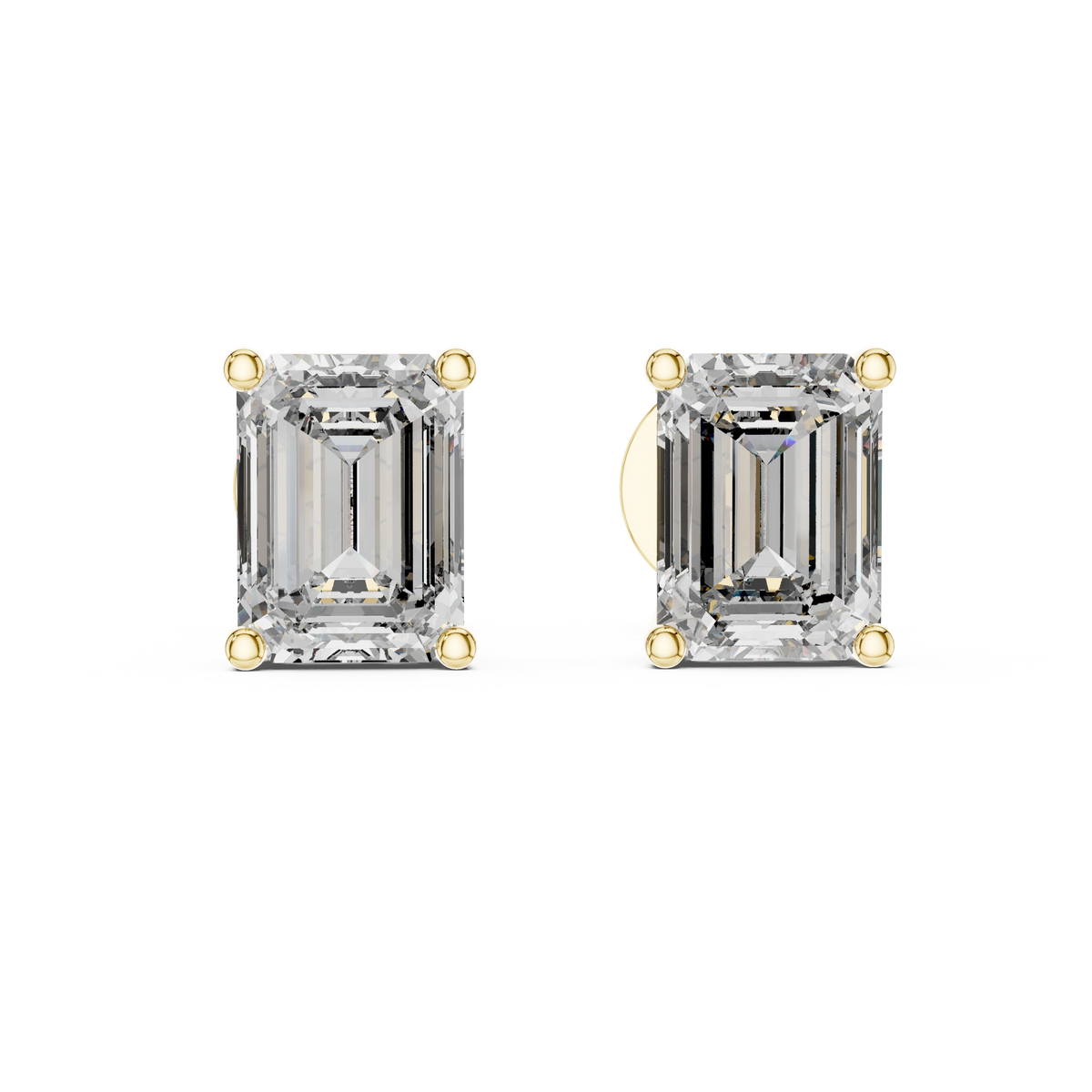 Gold 2 5Ct Emerald Lab Grown Diamond Stud Earrings