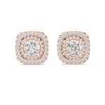 Gold 2 5Ct Round Designer Double Halo Lab Grown Diamond Stud Earrings