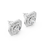Gold 2 5Ct Round Designer Double Halo Lab Grown Diamond Stud Earrings
