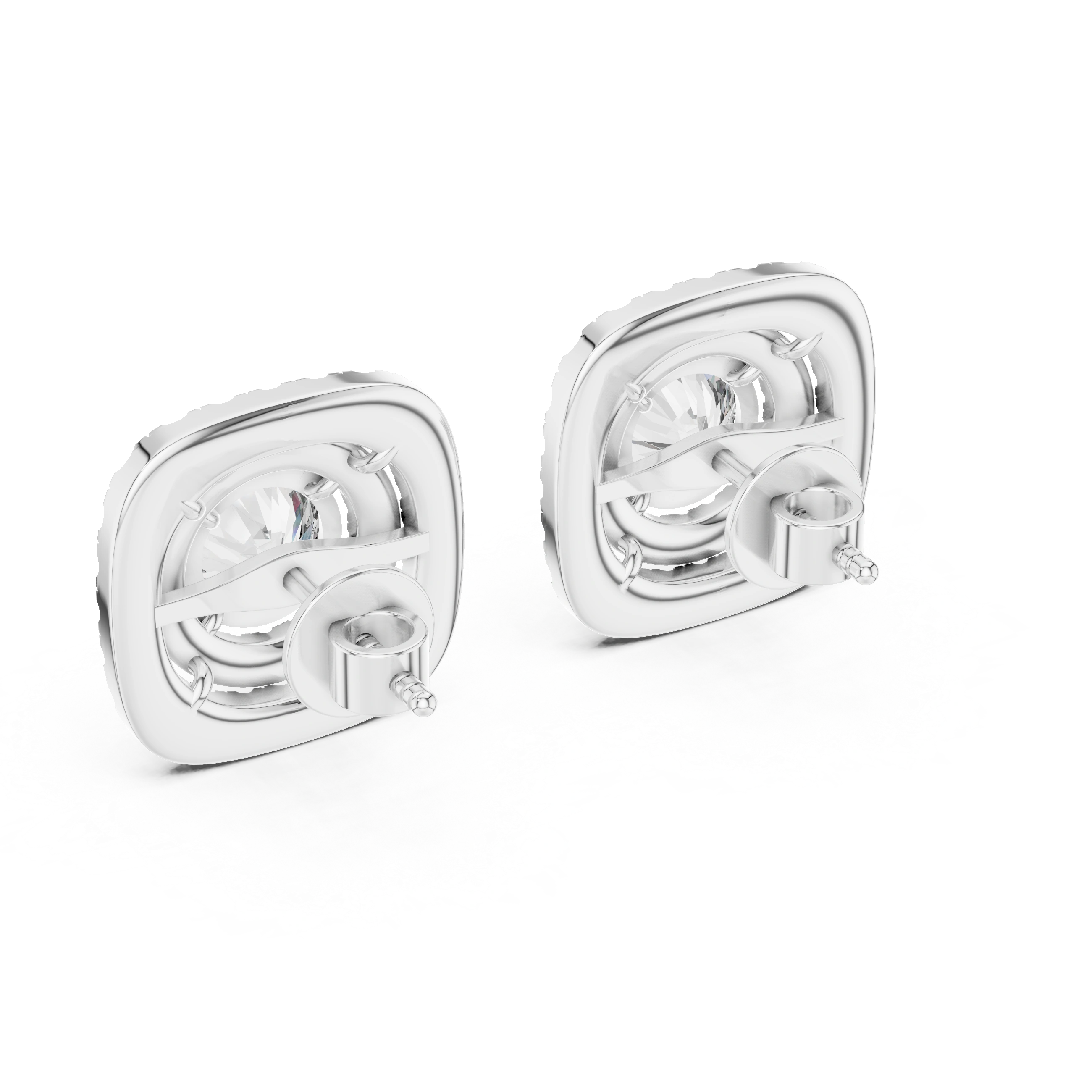 Gold 2 5Ct Round Designer Double Halo Lab Grown Diamond Stud Earrings