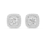 Gold 2 5Ct Round Designer Double Halo Lab Grown Diamond Stud Earrings