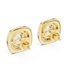 Gold 2 5Ct Round Designer Double Halo Lab Grown Diamond Stud Earrings