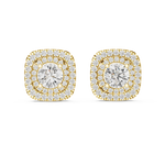Gold 2 5Ct Round Designer Double Halo Lab Grown Diamond Stud Earrings