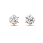 Gold 1 Ct Round 6 Prong Lab Grown Diamond Stud Earrings