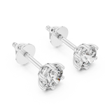 Gold 1 Ct Round 6 Prong Lab Grown Diamond Stud Earrings