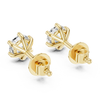 Gold 1 Ct Round 6 Prong Lab Grown Diamond Stud Earrings
