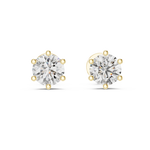 Gold 1 Ct Round 6 Prong Lab Grown Diamond Stud Earrings