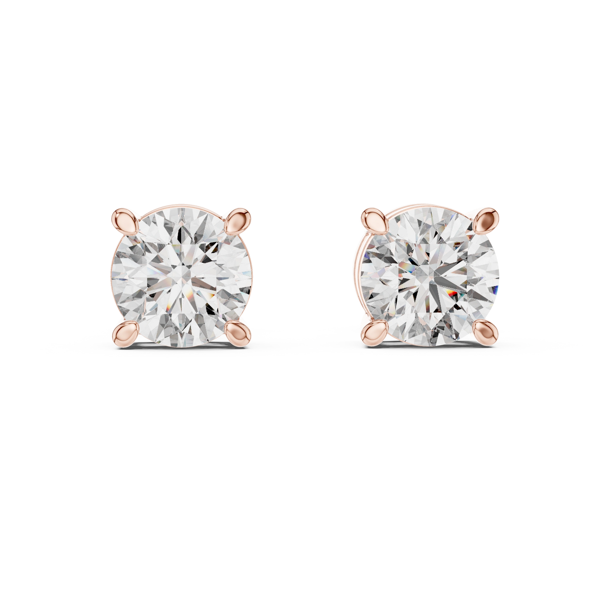 Gold 2 5Ct Round Classic Basket Lab Grown Diamond Stud Earrings