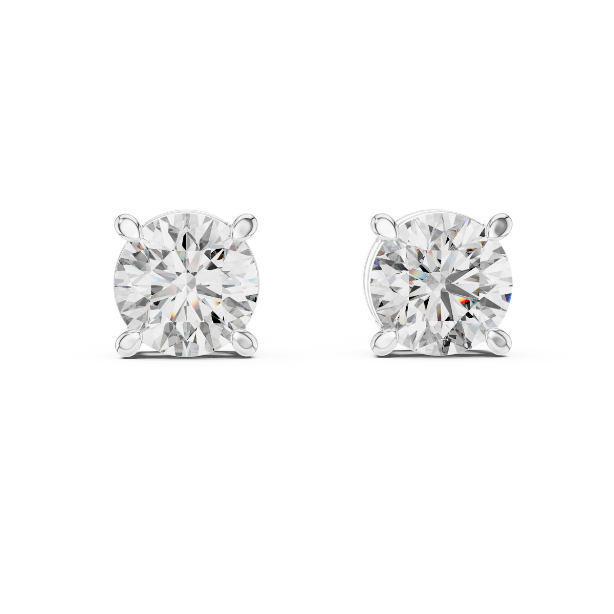 Gold 2 5Ct Round Classic Basket Lab Grown Diamond Stud Earrings