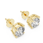 Gold 2 5Ct Round Classic Basket Lab Grown Diamond Stud Earrings