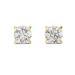 Gold 2 5Ct Round Classic Basket Lab Grown Diamond Stud Earrings