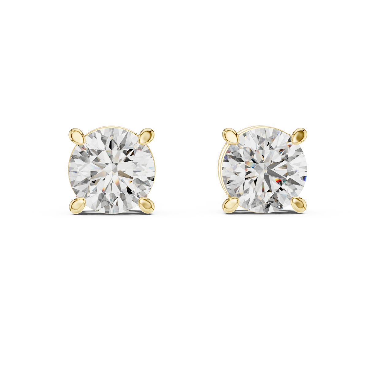 Gold 2 5Ct Round Classic Basket Lab Grown Diamond Stud Earrings