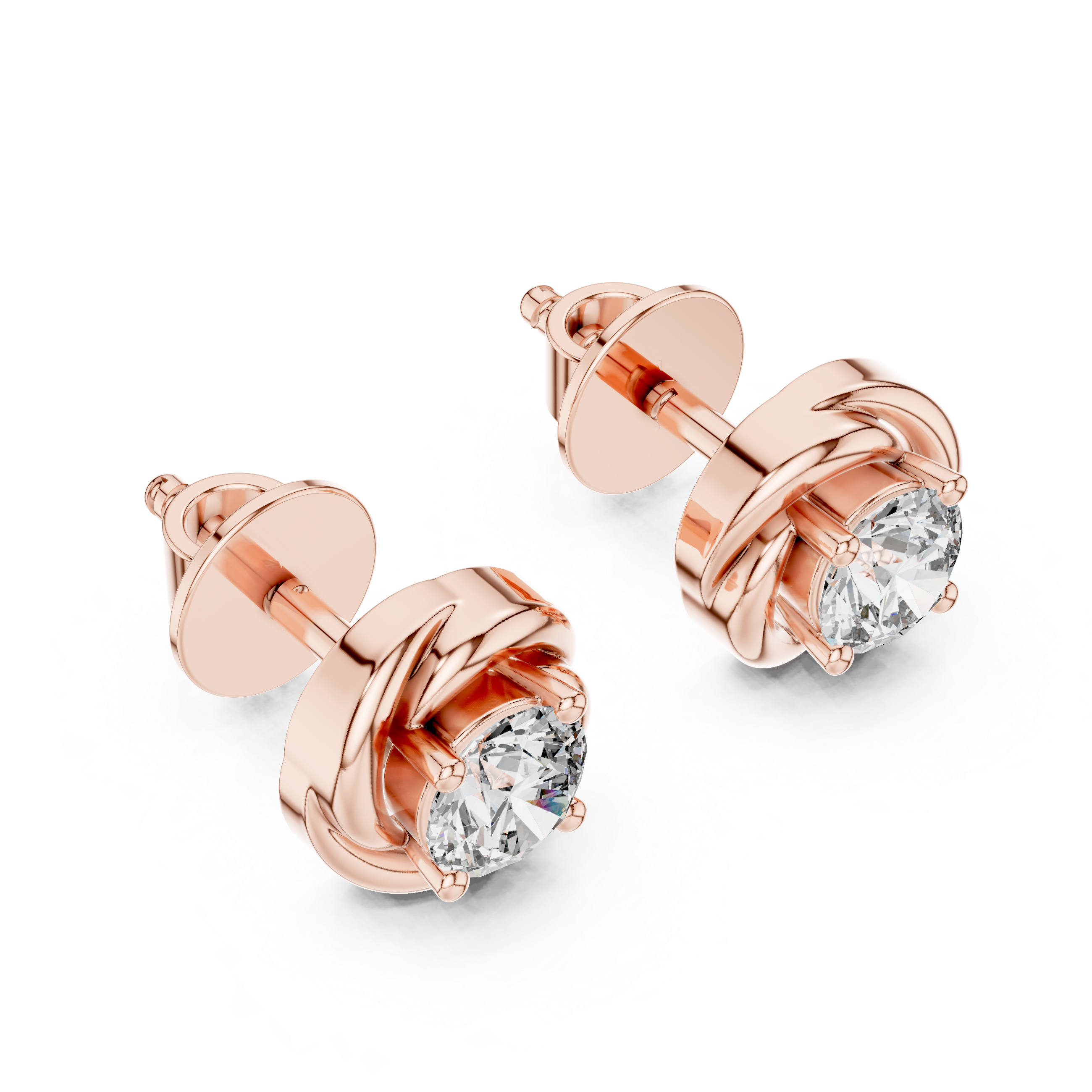 Gold Round Lab Grown Diamond Stud Xavira Earring