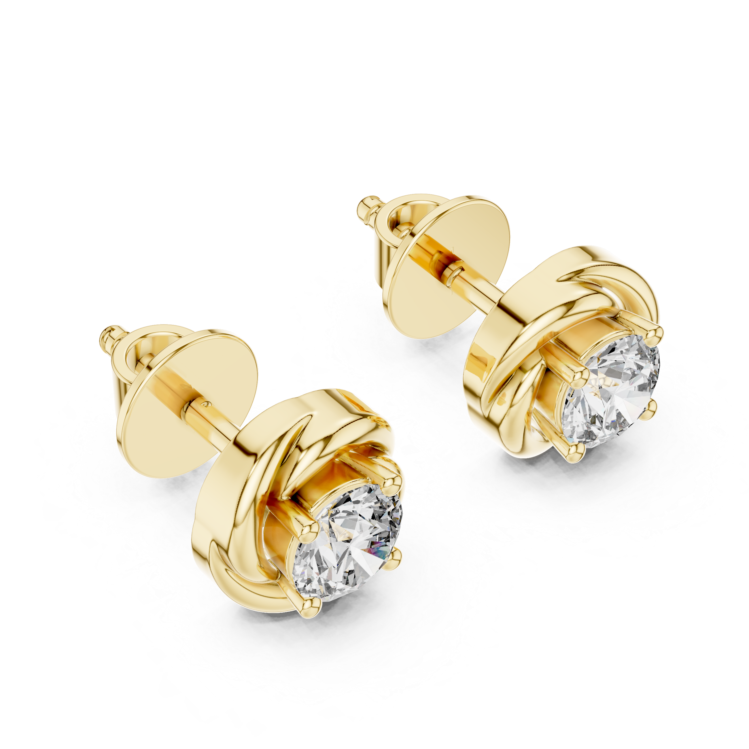Gold Round Lab Grown Diamond Stud Xavira Earring