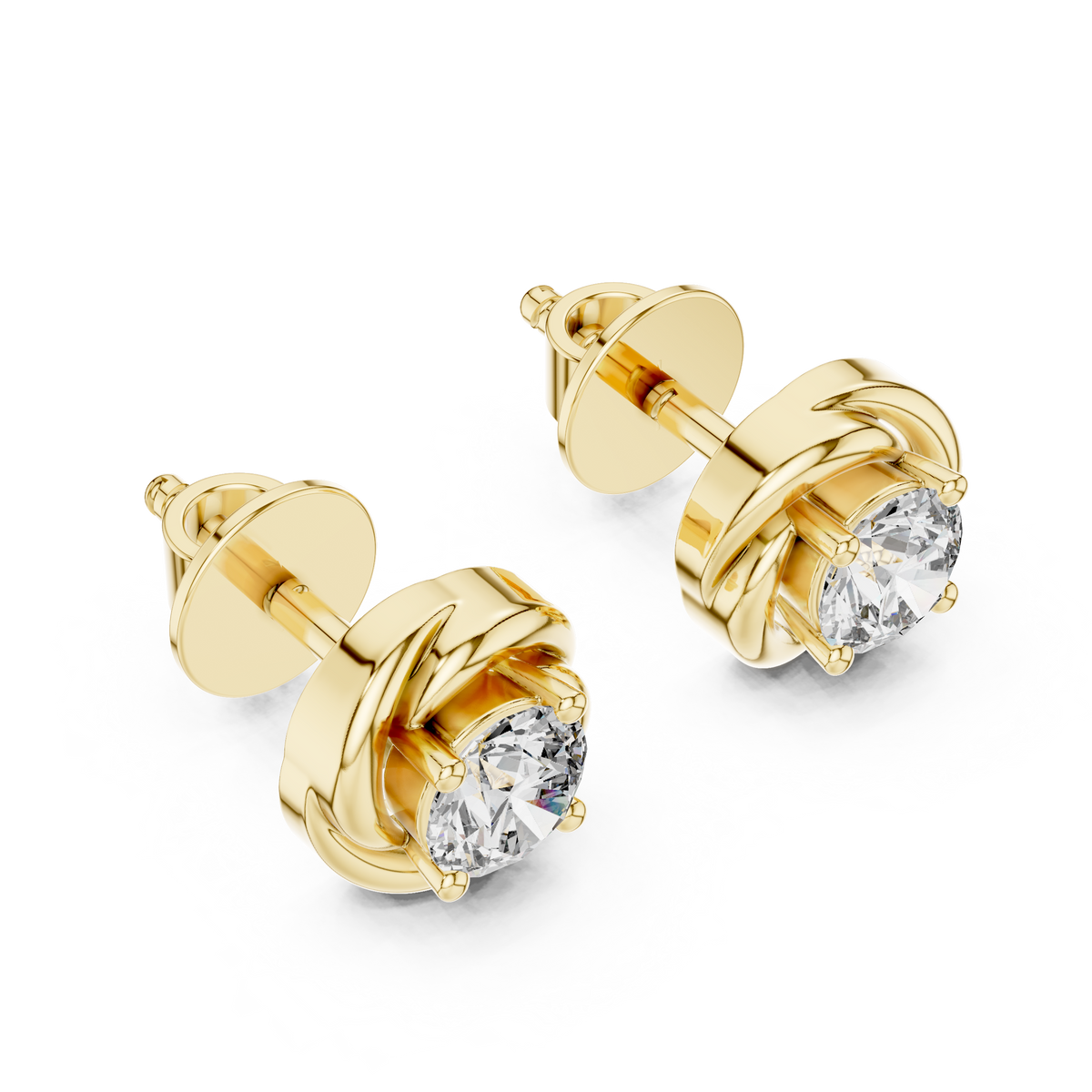 Gold Round Lab Grown Diamond Stud Xavira Earring