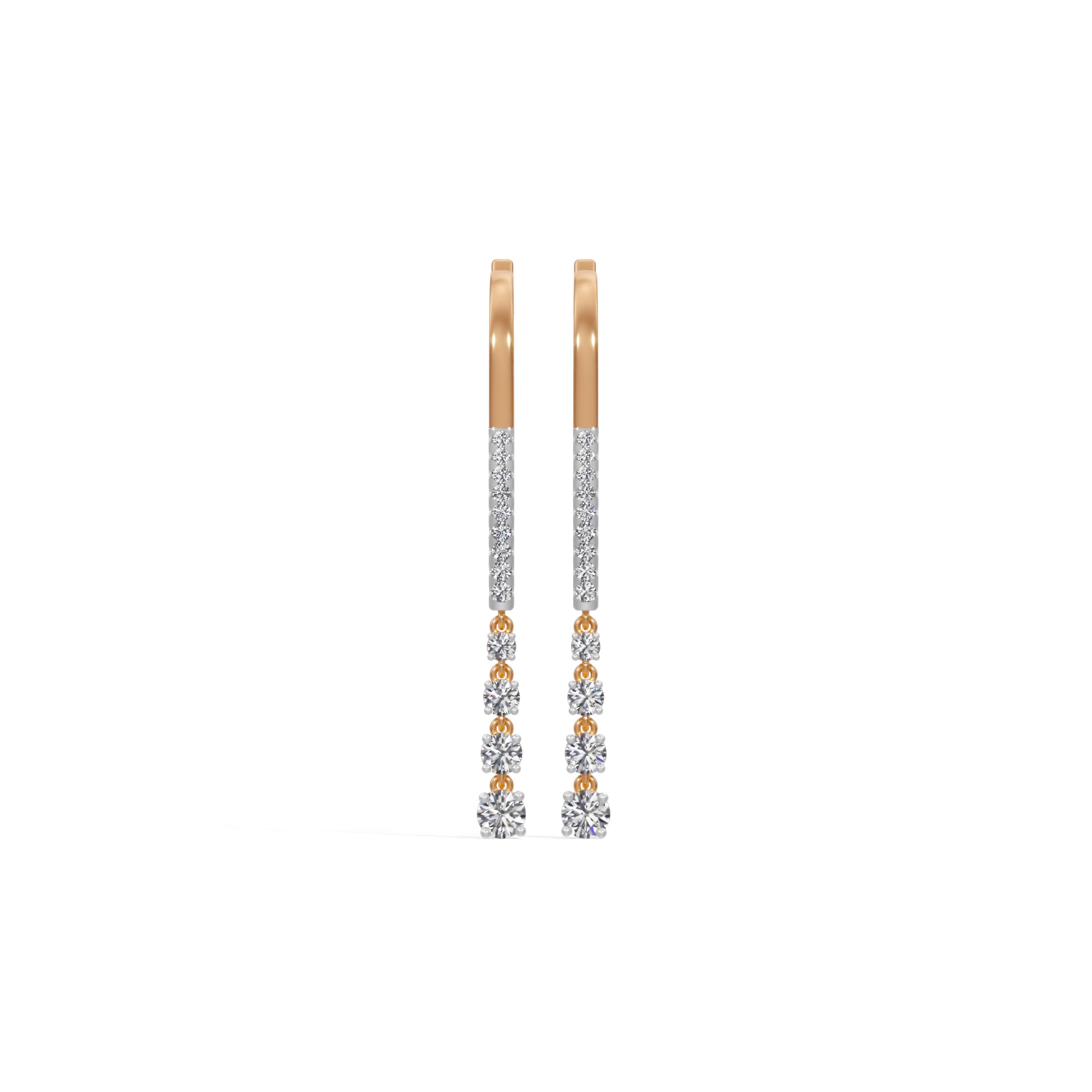 Rose Gold 1Ct Drop Round Lab Grown Diamond Vyelle Earring